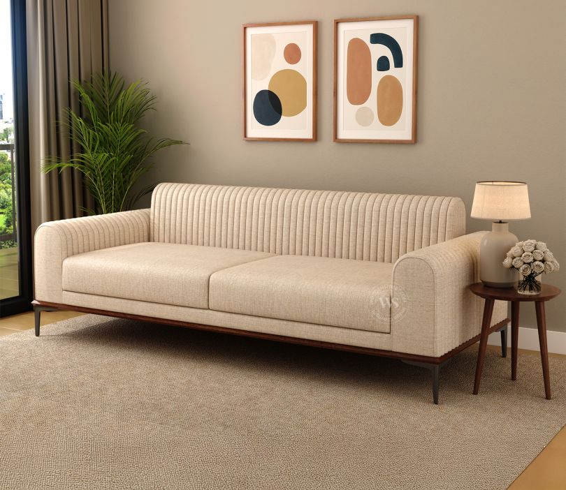 Lorenz 3 Seater Sofa (Cotton, Jade Ivory)