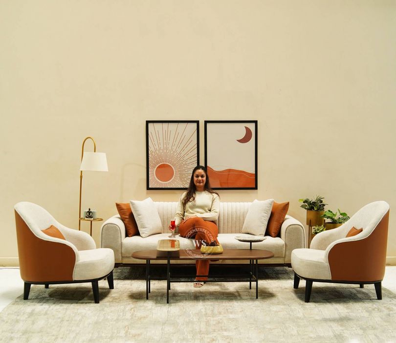 Vanisa 3 Seater Living Room Sofa Set with 2 Arm Chairs