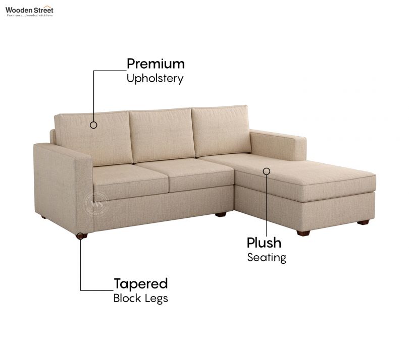 Albus L-Shape 4 Seater Sofa (Cotton, Jade Ivory)